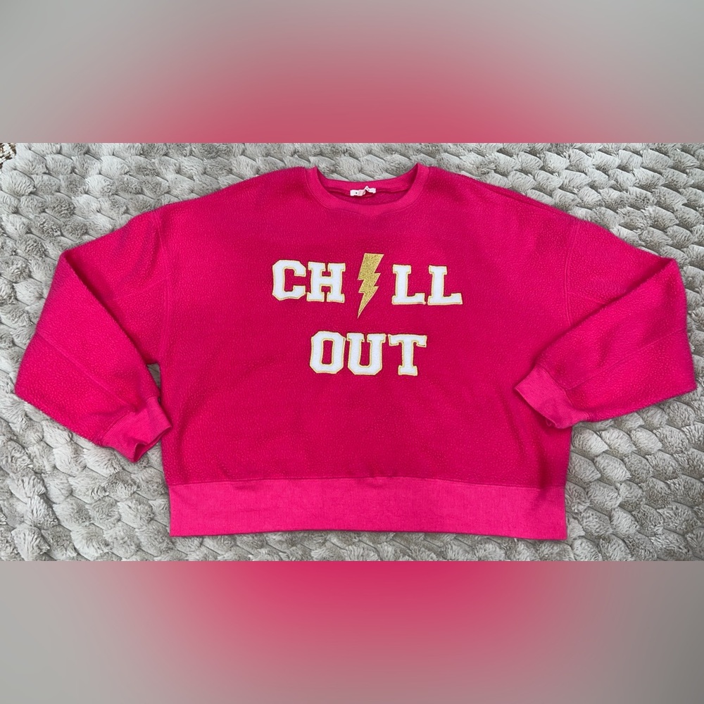 Vibrant Pink 'Chill Out' Crew Neck Sweater